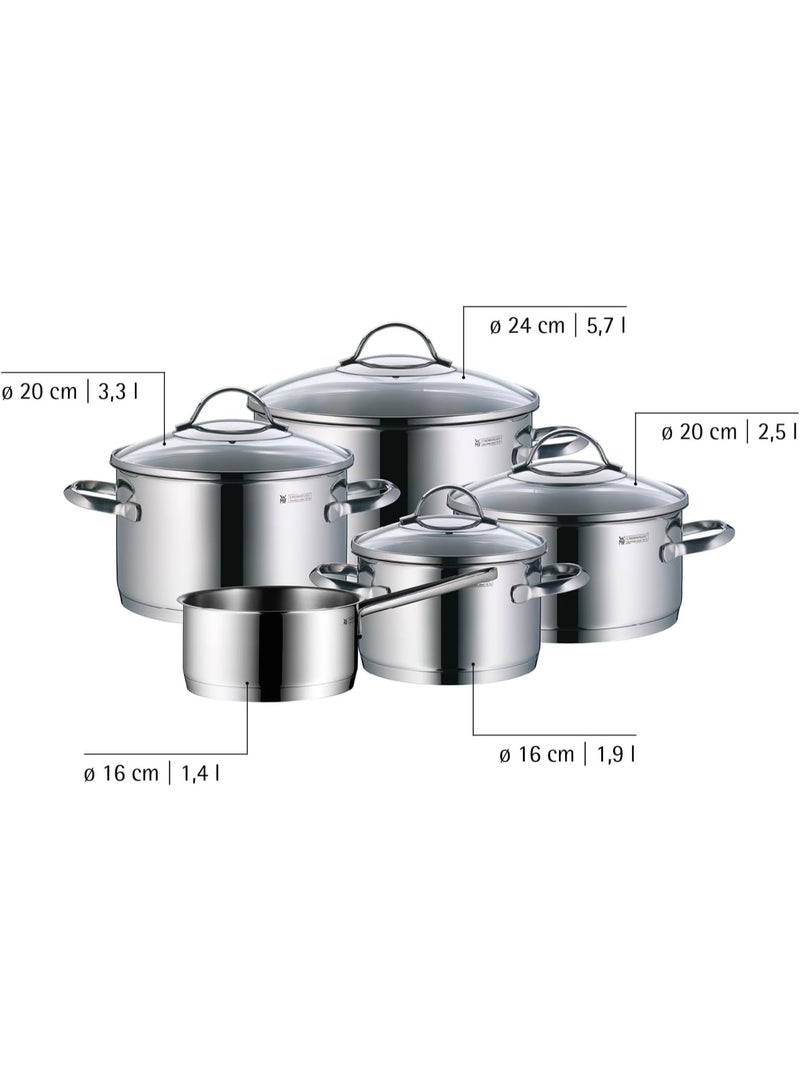 WMF Provence Plus 5-Piece Induction Saucepan Set with Glass Lid, Polished Cromargan Stainless Steel, Saucepan Set, Uncoated - Image 3