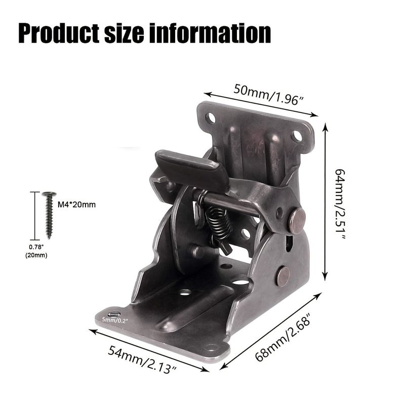 2 Brackets 16 Screws Folding Table Bracket Set with Locking Hinges Adjustable 0 180 Degrees for Furniture Legs Cabinets Workbenches - Image 2