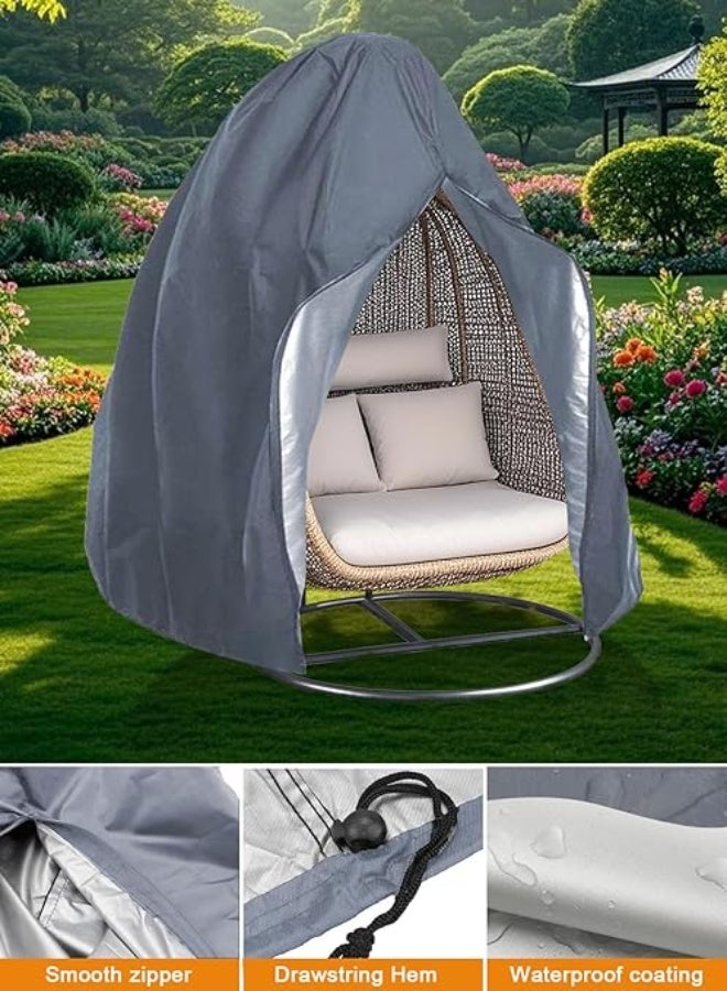2 Person Egg Chair Cover with Zipper, Durable Large Wicker Egg Swing Chair Covers,Heavy Duty Weather Resisatnt Outdoor Chair Cover, 91'' X 80'', Outdoor Pod Chair Hanging Chair Cover. - Image 4