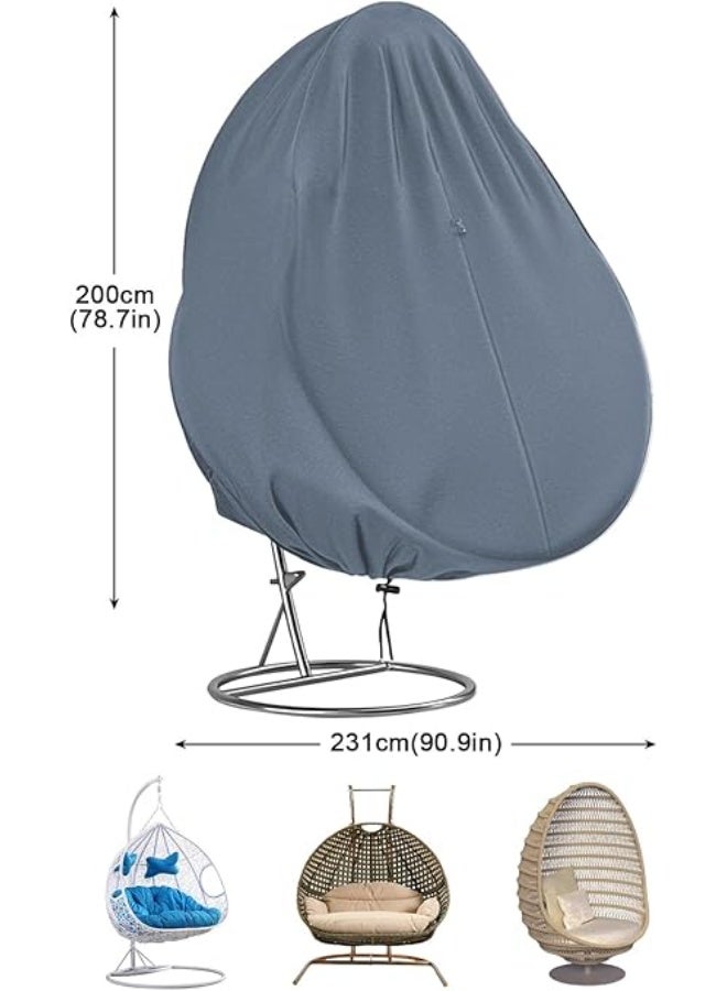 2 Person Egg Chair Cover with Zipper, Durable Large Wicker Egg Swing Chair Covers,Heavy Duty Weather Resisatnt Outdoor Chair Cover, 91'' X 80'', Outdoor Pod Chair Hanging Chair Cover. - Image 2