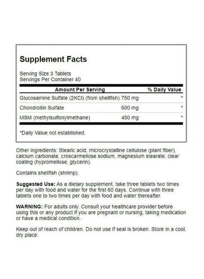 سوانسون Glucosamine Chondroitin & MSM 120 Tablets - Image 2