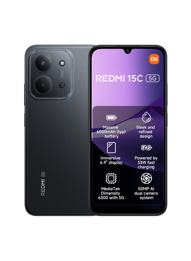 Xiaomi Redmi 15C Dusl SIM Midnight Black 8GB RAM 256GB 5G - Global Version