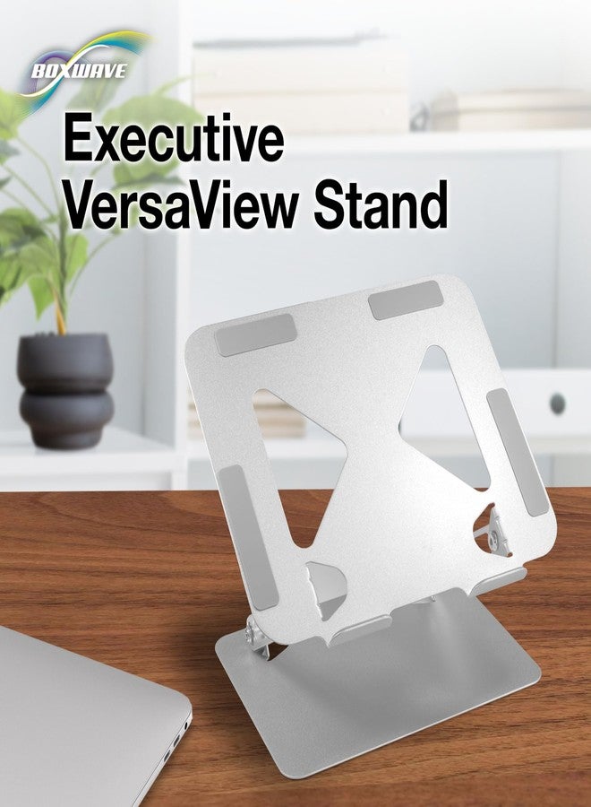 BoxWave Stand and Mount Compatible with HP ZBook Fury 17 G7 - Executive VersaView Stand, Ergonomic Adjustable Viewing Angle Metallic Riser - Metallic Silver - Image 2