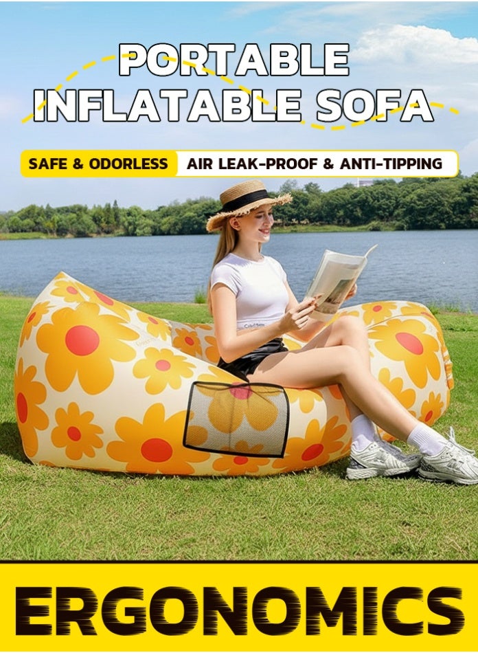 EFFIE Wind-Powered Inflatable Sofa – No Pump Needed, 175*75*55cm Ultra-Light & Waterproof, Ergonomic Air Lounge Chair for Camping, Beach & Travel - Image 1