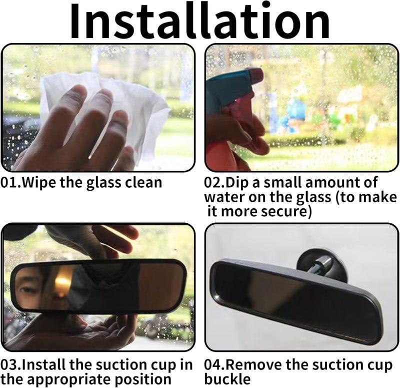 Azonee Car Mirror for Driving Test & Blindspots, Rear View Interior Mirror for Examiner & Instructor, Extra HD Anti-glare Rearview Mirror with Adjustable Suction Cup, Universal Fit fors Cars - Image 4