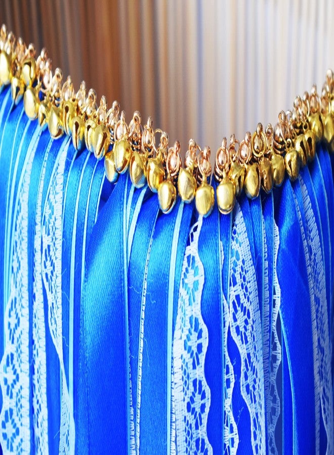 Kingsnow 100 Pack Blue Lace Wedding Ribbon Wands Streamers with Bells Silk Fairy Wands Sticks Wedding Exit Ribbon for Party Activities Bridal Shower Send Off Holiday Celebration - Image 4