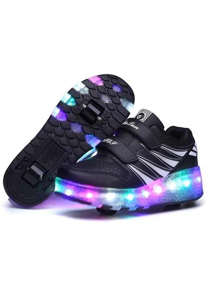 XiuWoo LED Flash Light Sneaker Skate Shoes with Wheels USB Charging Roller Skates Shoes for Kids - Image 1