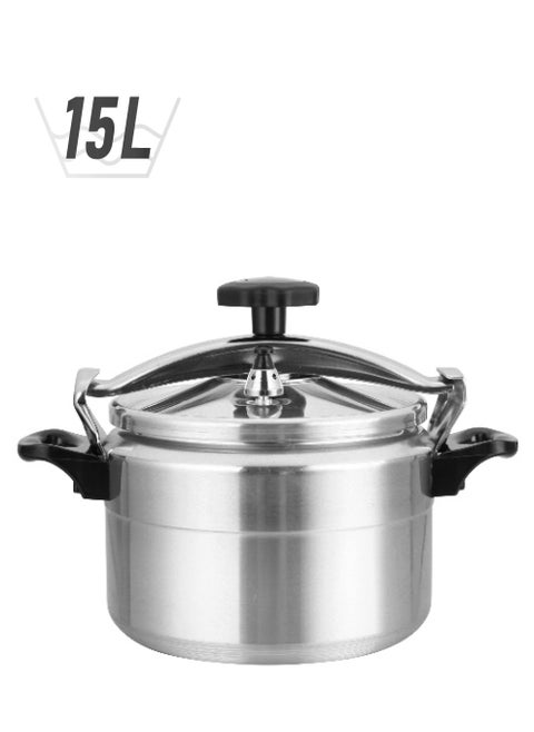 15 Liter Aluminum Pressure Cooker Equipped with Multi Safety Device and Unique Pressure Indicator Durable Aluminum Alloy Construction with Firm Handles Silver