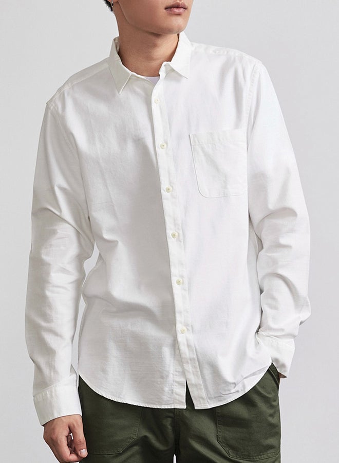 NIBEMINENT Long Sleeves Collared Neck Shirt White  - Image 1