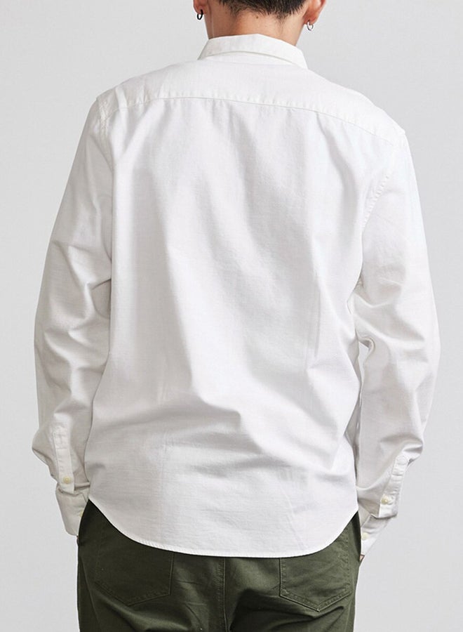 NIBEMINENT Long Sleeves Collared Neck Shirt White  - Image 2