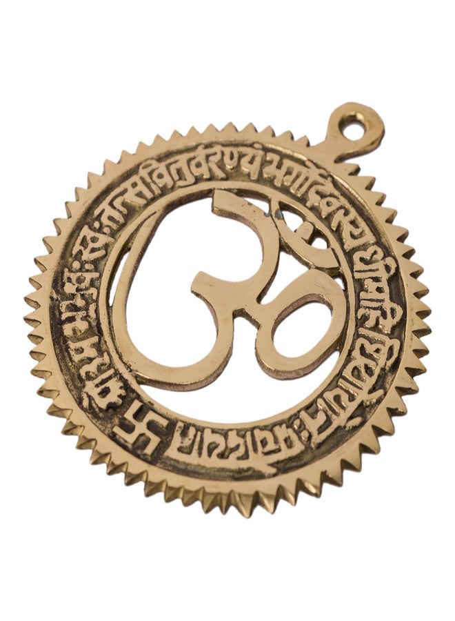 GURU JEE™ Brass Om Wall Hanging with Gayatri Mantra Engraved Decorative Brass Om Religious Wall Decor for Home Temple Worship - Image 4