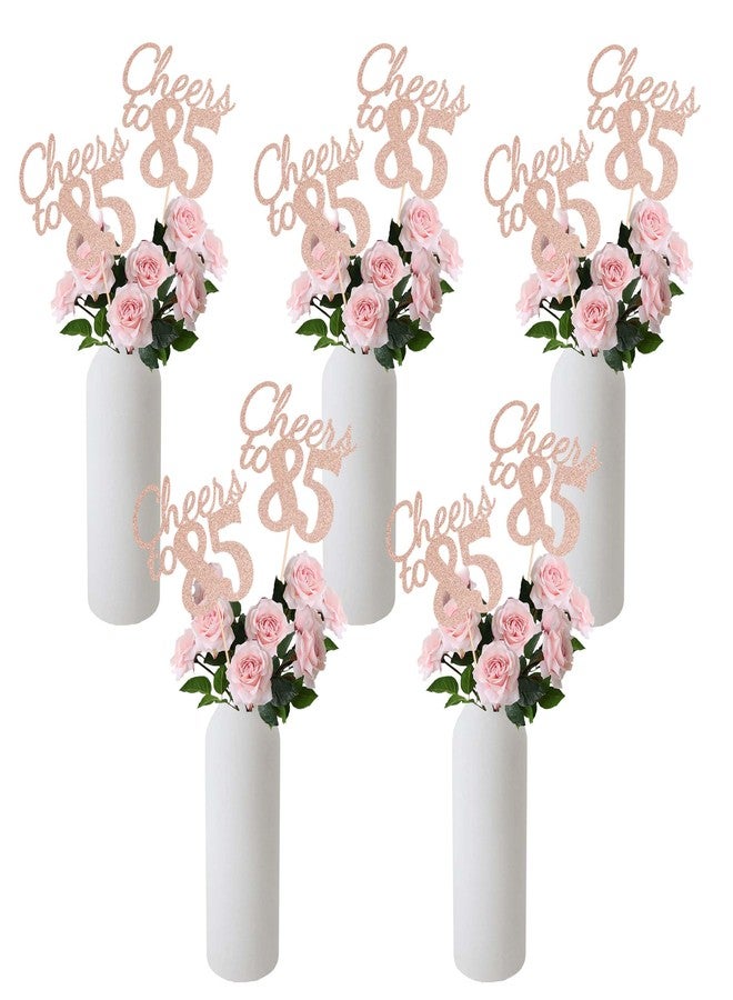Gexolenu Cheers to 85, 10 Pack Double-Sided Rose Gold Glitter 85th Birthday Centerpieces for Tables, Number 85 Birthday Table Toppers Party Centerpiece Sticks Party Supplies - Image 5