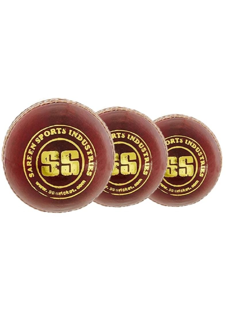 SS Club Leather Cricket Ball Red Pack Of 3 - Image 1
