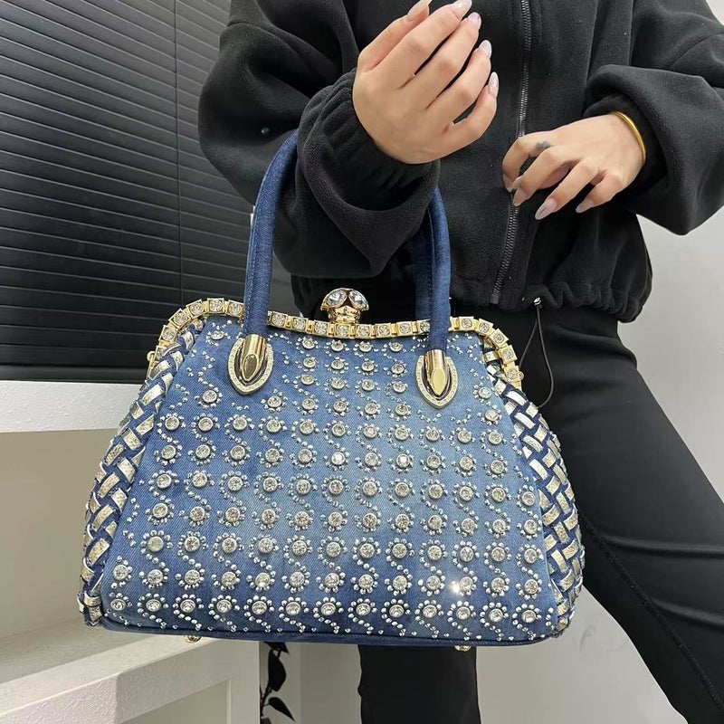 Temu For Women Fashion Temperament Tannin Encrusted Diamond Handbag Socialite Light Luxury Dinner Diagonal Bag - Image 4