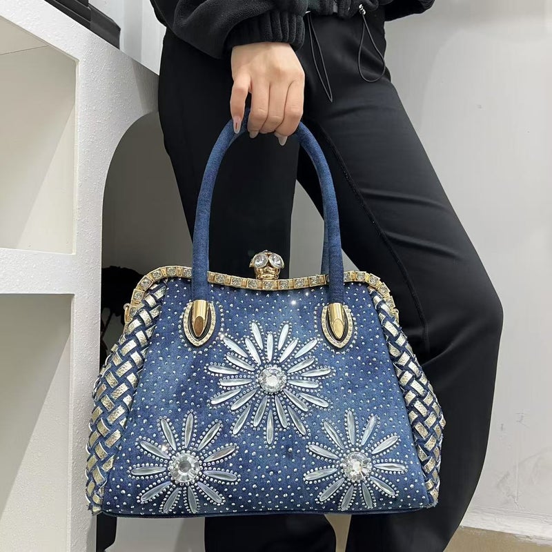 Temu For Women Fashion Temperament Tannin Encrusted Diamond Handbag Socialite Light Luxury Dinner Diagonal Bag - Image 3