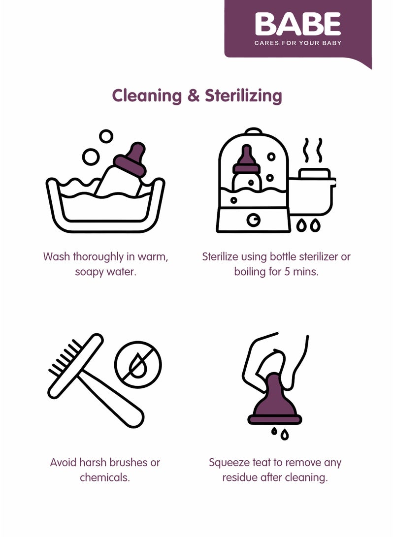 BABE - زجاجة رضاعة للأطفال بفتحة واسعة، 8 أونصات/250 مل، 3+ أشهر، خالية من BPA، مصنوعة في تايلاند - Image 4