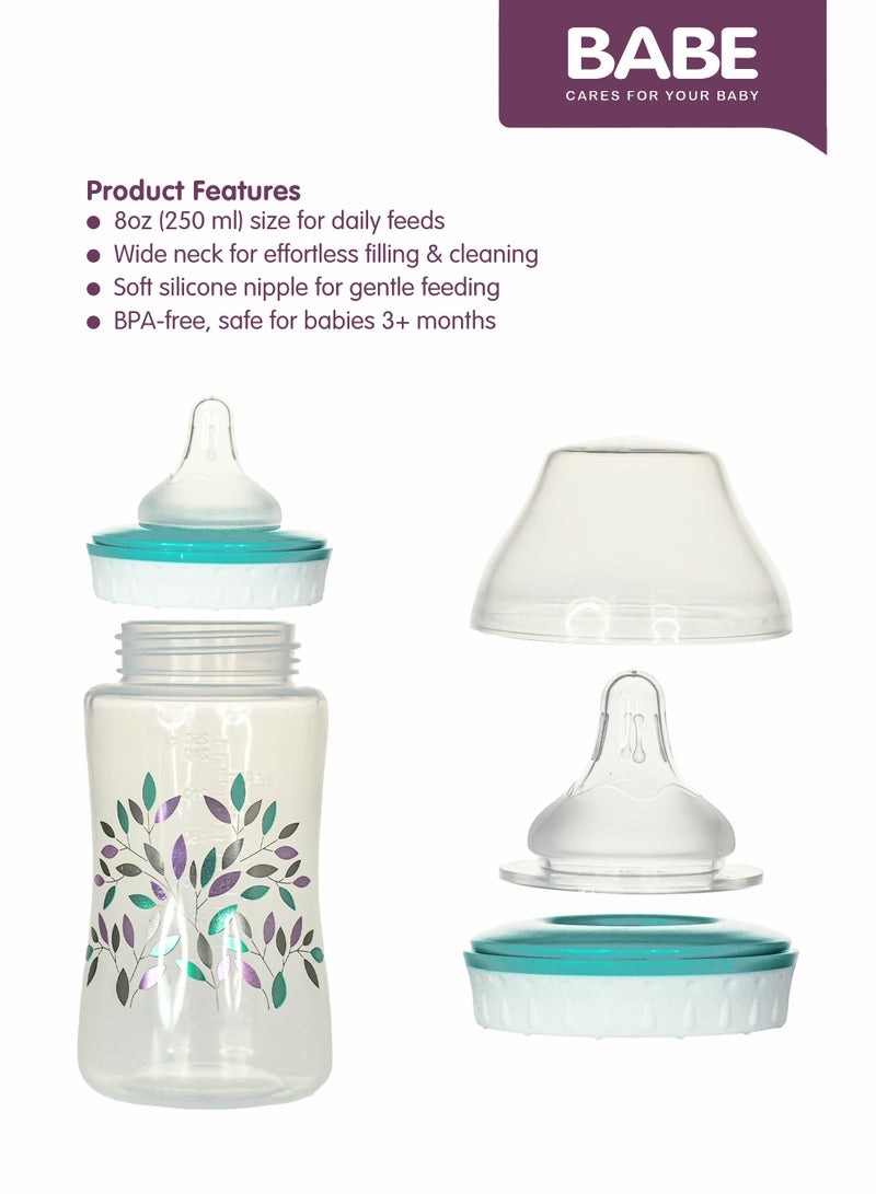 BABE - زجاجة رضاعة للأطفال بفتحة واسعة، 8 أونصات/250 مل، 3+ أشهر، خالية من BPA، مصنوعة في تايلاند - Image 3