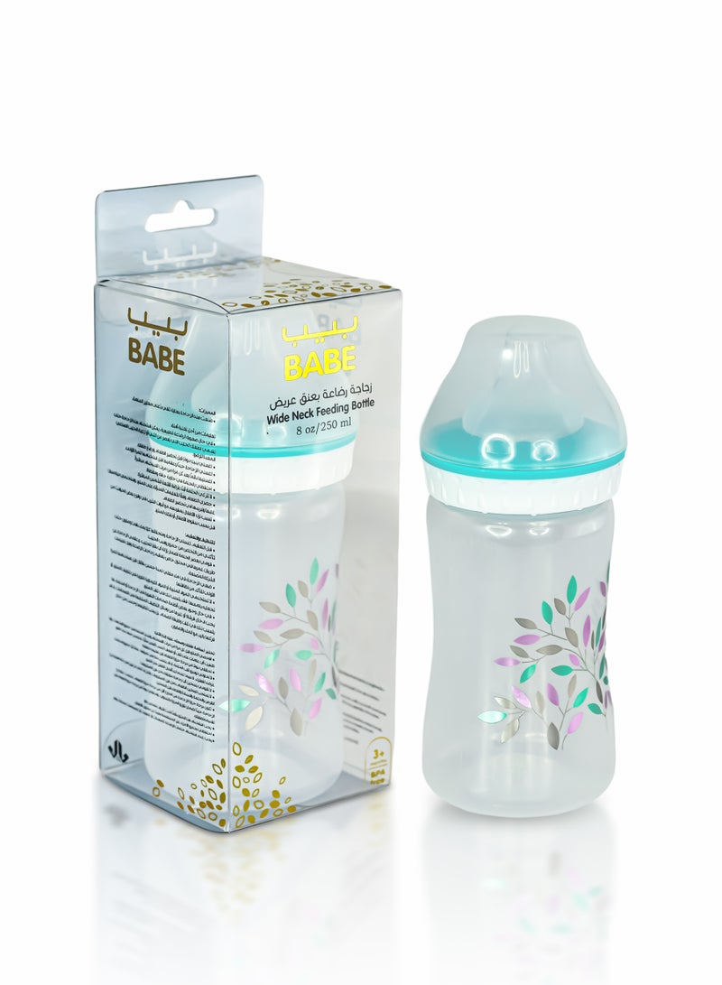 BABE - زجاجة رضاعة للأطفال بفتحة واسعة، 8 أونصات/250 مل، 3+ أشهر، خالية من BPA، مصنوعة في تايلاند - Image 1