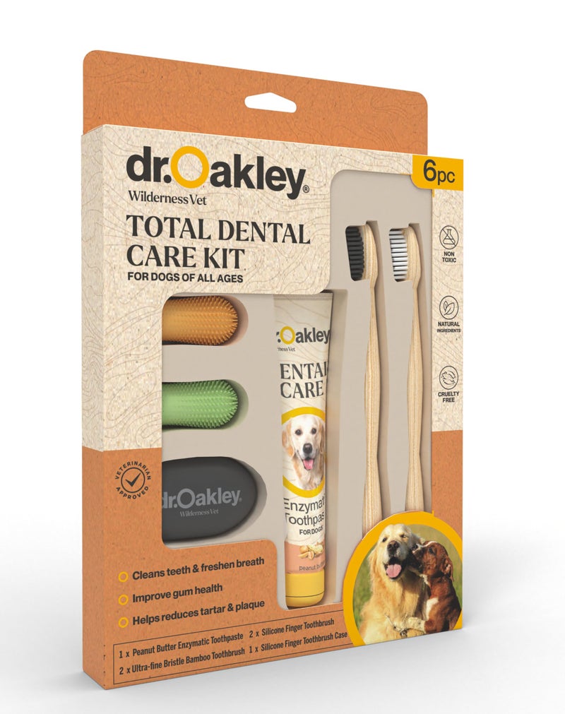 Dr. Oakley Vet-Grade Dog Toothpaste and Toothbrush Peanut Butter Flavor Enzymatic All Natural Total Dental Care Kit for Small Medium or Large Breeds and Cats - Image 1