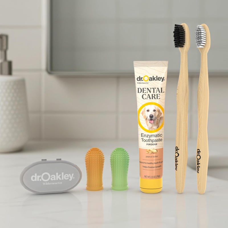 Dr. Oakley Vet-Grade Dog Toothpaste and Toothbrush Peanut Butter Flavor Enzymatic All Natural Total Dental Care Kit for Small Medium or Large Breeds and Cats - Image 2