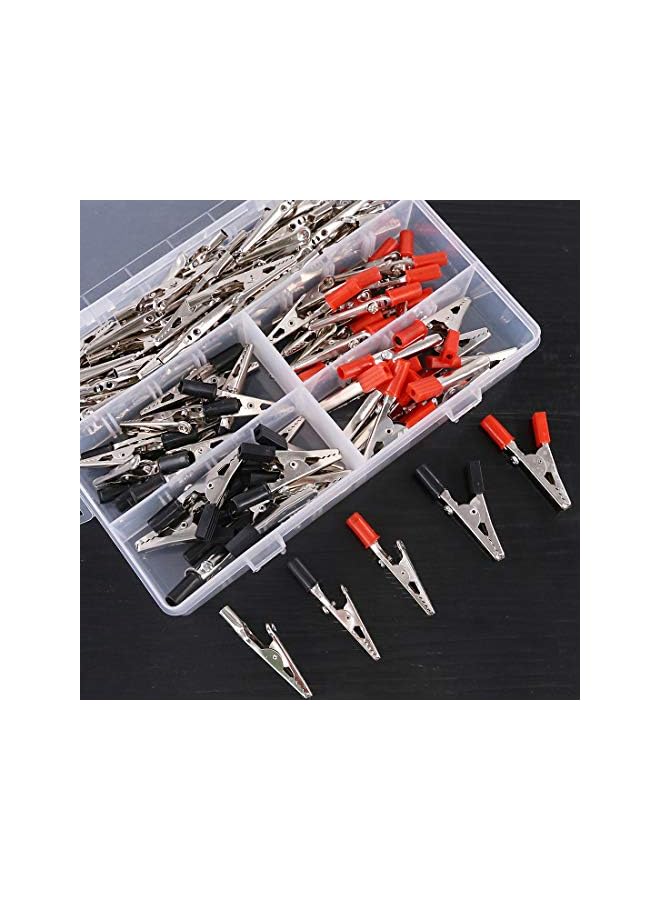 Glarks Glarks 100Pcs 3 Style 2.1''/53MM Metal Alligator Clips Crocodile Electrical Test Clamps Assortment Kit for Laboratory Testing, 50pcs with Red Black Plastic Hands and 50pcs no Cap  - Image 4