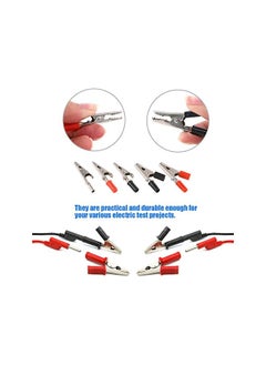 Glarks Glarks 100Pcs 3 Style 2.1''/53MM Metal Alligator Clips Crocodile Electrical Test Clamps Assortment Kit for Laboratory Testing, 50pcs with Red Black Plastic Hands and 50pcs no Cap  - Image 5