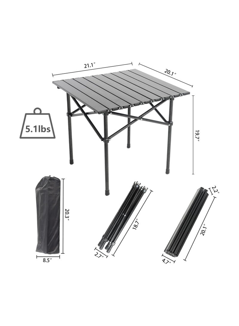 MOMENT Folding Portable Metal Camping Table| Portable Folding Table for Camping, Hiking, Fishing, Picnic | Light Weight Easy to Fold and Carry Black（53×51×50cm） - Image 2