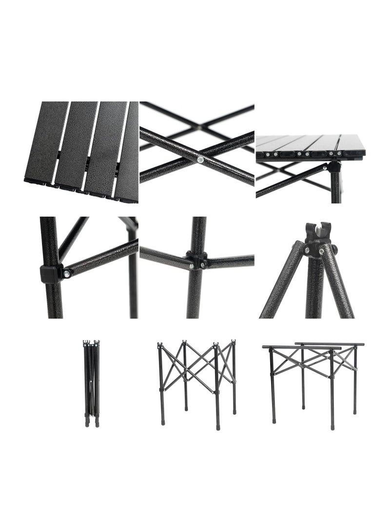 MOMENT Folding Portable Metal Camping Table| Portable Folding Table for Camping, Hiking, Fishing, Picnic | Light Weight Easy to Fold and Carry Black（53×51×50cm） - Image 3