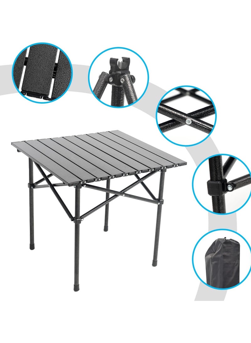 MOMENT Folding Portable Metal Camping Table| Portable Folding Table for Camping, Hiking, Fishing, Picnic | Light Weight Easy to Fold and Carry Black（53×51×50cm） - Image 4