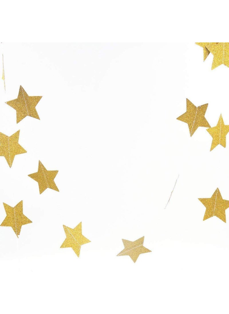 Funcart Funcart Glitter Golden Star Garlands 3D Star Decorations Hanging Paper Garland Planet Galaxy Twinkle Little Star Birthday Bachelorette Bridal Christmas Graduation New Year Ramadan EID  - Image 2