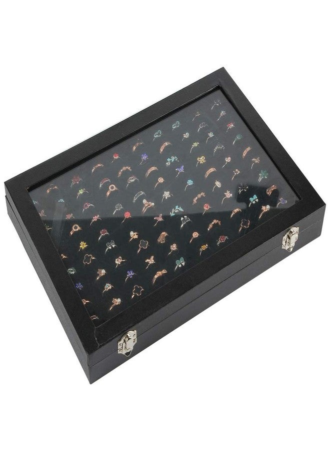 Siveit Ring Display Case Organizer Box with Transparent Lid, Ring Holder Showcase For Store Display Jewelry Show Home, Ring Organizer For Jewelry Rings, Studs Earrings (100 Slot, Black) - Image 2