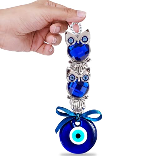 PACKNBUY Turkish Evil Eye Owl Nazar Battu Hanging for Home Entrance Main Door Good Luck Protection Positive Energy Vastu Feng Shui Spiritual Wall Decor for Office Shop - Image 1