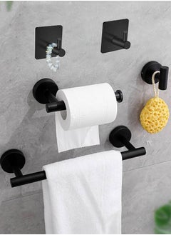 Generic 5pcs Bathroom Hardware Set, Stainless Steel Bathroom Shelf, Bathroom Accessories Sets with Self-Adhesive Pad & Anti-Rust Treatment Towel Bar, Toilet Paper Holder, 2 Towel Hook, Towel Racks for Towels, Bathrobes, Clothes, and Toilet Paper  - Image 1