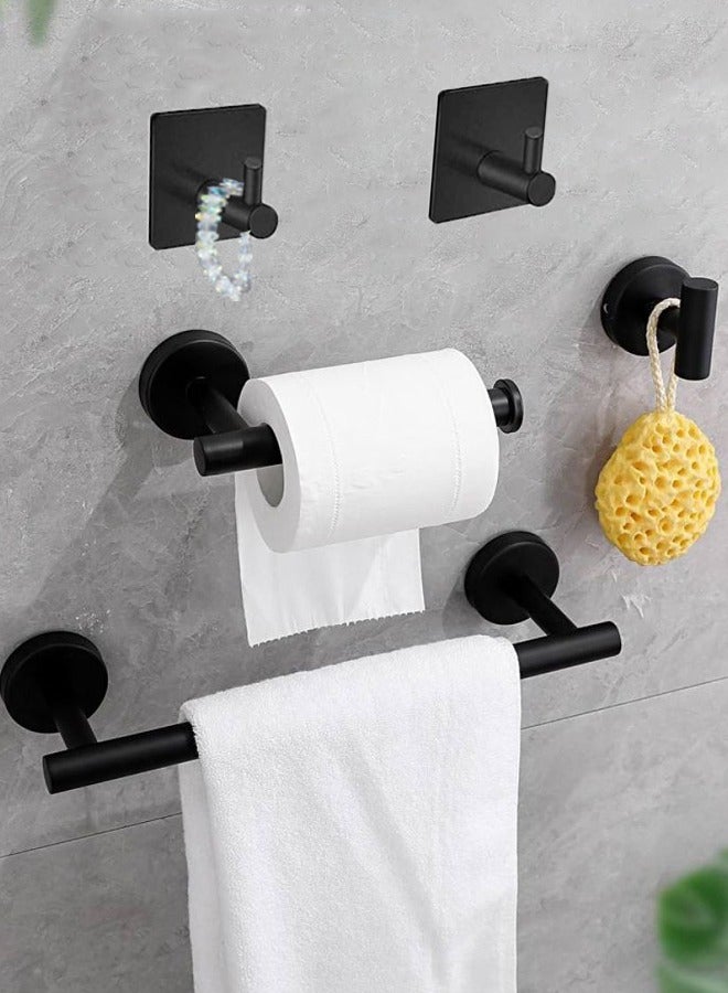 Generic 5pcs Bathroom Hardware Set, Stainless Steel Bathroom Shelf, Bathroom Accessories Sets with Self-Adhesive Pad & Anti-Rust Treatment Towel Bar, Toilet Paper Holder, 2 Towel Hook, Towel Racks for Towels, Bathrobes, Clothes, and Toilet Paper  - Image 1