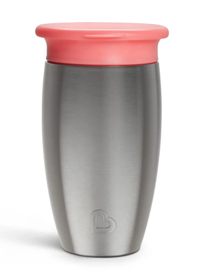 Munchkin Miracle 360 Stainless Steel Insulated Double Walled Toddler Cup, 10 Oz, Keeps Drink Cool For Up To 15 Hours, 12 Months+ Pink