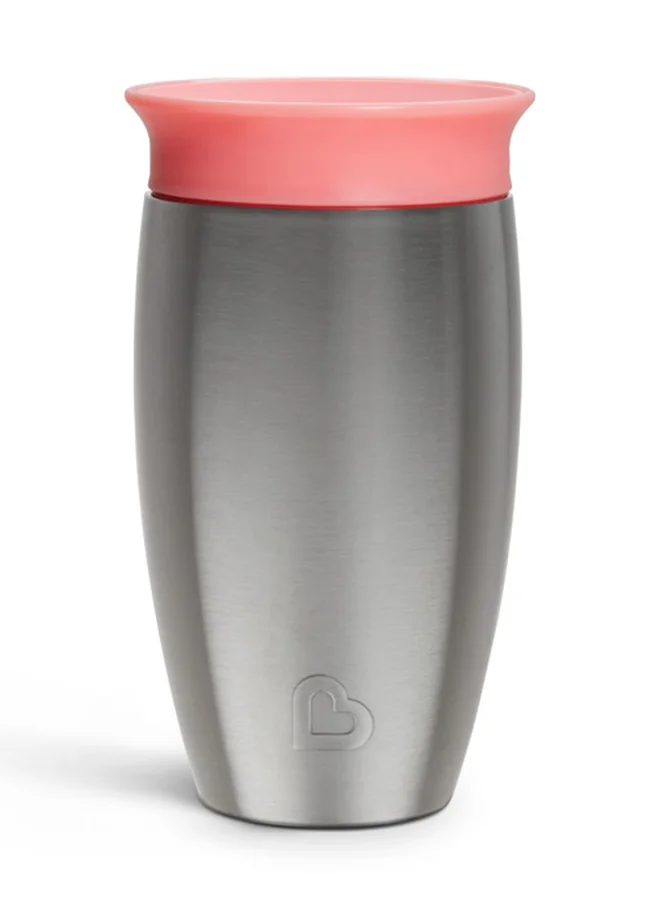 Munchkin Miracle 360 Stainless Steel Insulated Double Walled Toddler Cup, 10 Oz, Keeps Drink Cool For Up To 15 Hours, 12 Months+ Pink