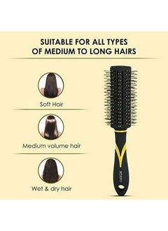 AGARO Breeze Round Hair Brush Black And Yellow  - Image 4