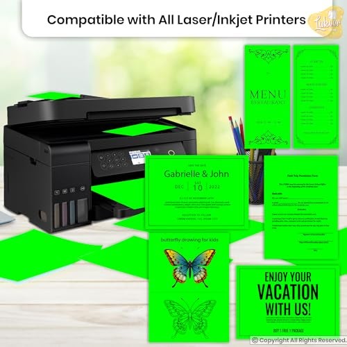 Lakeer A4 Bright Color Paper - Fluorescent Green Colour | 120 GSM-Premium Bright Colour Paper | Pack of 100 Sheets (29.7cm X 21cm) | Ideal for Art, Craft, Printing, etc - Image 5