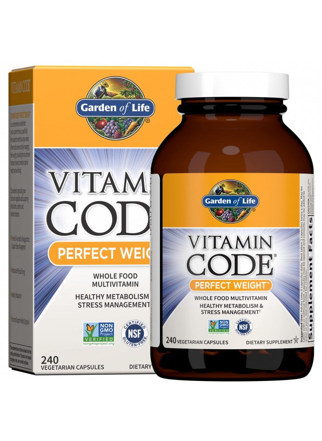 Garden of Life Garden of Life Multivitamin Code Perfect Weight Loss for Women and Men, Healthy Active Metabolism, Stress Management, Ashwagandha, Green Tea and Enzymes, 240 Count  - Image 1