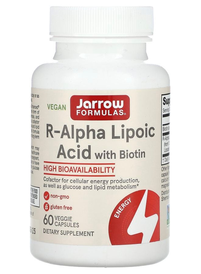 jarrow formulas R-Alpha Lipoic Acid with Biotin 60 Veggie Capsules