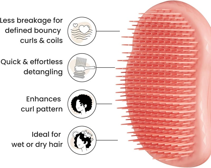 TANGLE TEEZER | The Thick & Curly Detangling Hairbrush | Strong Two-Tiered Teeth | Palm-Friendly | Suitable for Wet & Dry Hair |Get Frizz-Free, Super-Defined Curls | Terracotta - Image 4