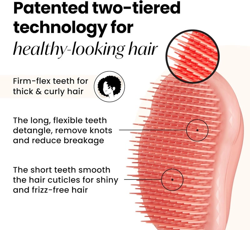 TANGLE TEEZER | The Thick & Curly Detangling Hairbrush | Strong Two-Tiered Teeth | Palm-Friendly | Suitable for Wet & Dry Hair |Get Frizz-Free, Super-Defined Curls | Terracotta - Image 2