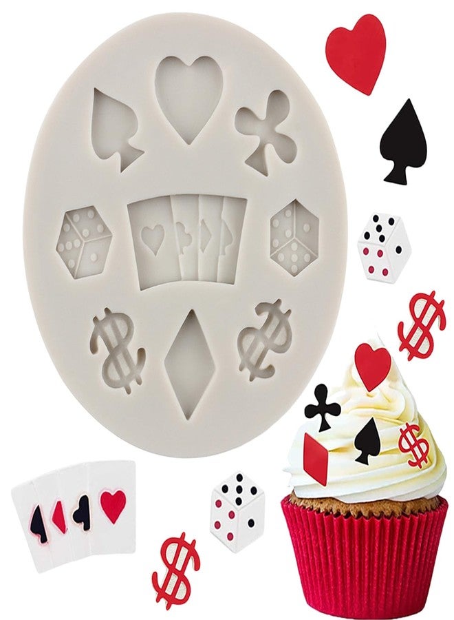 MINFEIDMS Poker Silicone Molds Playing Cards Hearts Diamonds Spades Clubs Fondant Chocolate Mold for Casino Themed Cake Decorating Cupcake Topper Candy Gum Paste Polymer Clay - Image 1