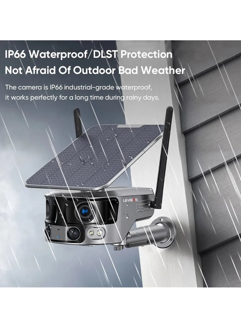 LS VISION 4K 180° Ultra Wide View Angle 4G Solar Security Camera Outdoor WIFI 4X Zoom Dual Lens PIR Human Detection CCTV Camera - Image 3