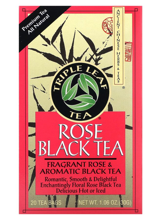 Triple Leaf Tea Rose Black Tea 20 Tea Bags 1.06 oz (30 g)