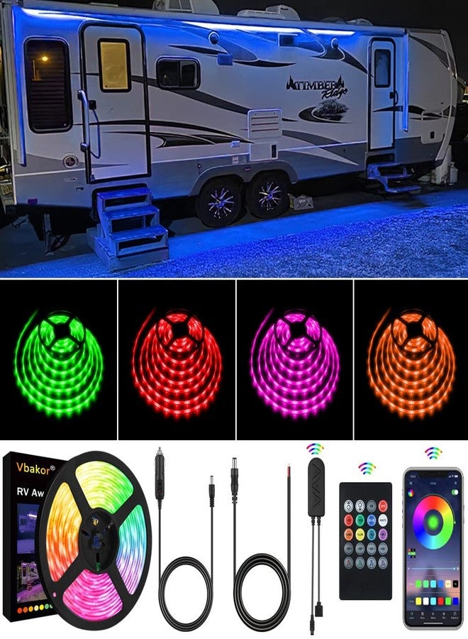 Vbakor RV Awning Lights Kit, 20FT RGB Dimmable Waterproof 12V Camper Awning Strip Lights with APP/Remote Control, Sound Music Sync, RV Exterior Lighting for Party Motorhome Travel Trailer - Image 1