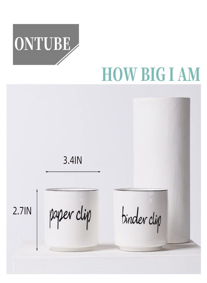 ONTUBE Ceramic Paper Clip Holder and Binder Clip Holder Set Dispenser Organizer for Desk (White) - Image 5