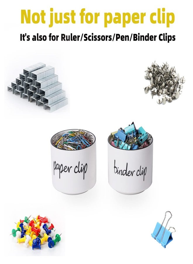 ONTUBE Ceramic Paper Clip Holder and Binder Clip Holder Set Dispenser Organizer for Desk (White) - Image 4