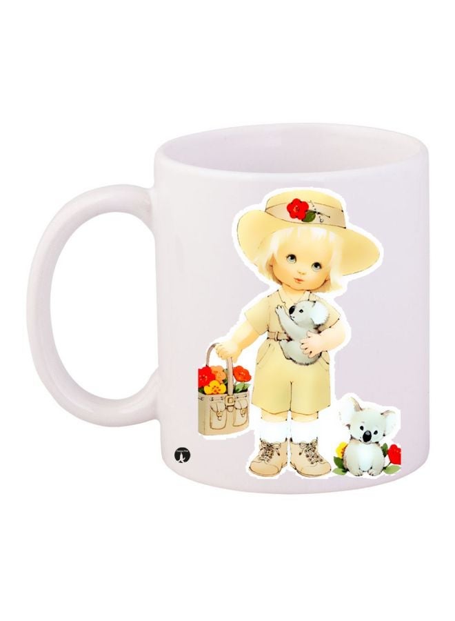 RYN Baby Girl Printed Coffee Mug White/Beige/Red 11ounce