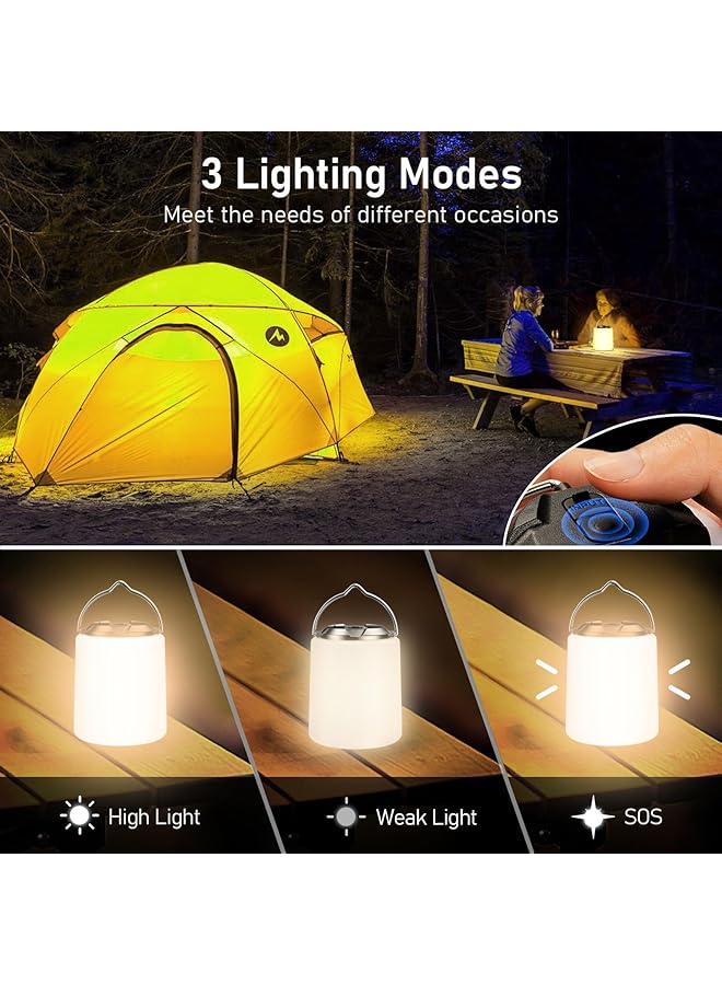 Excefore Camping Lantern Rechargeable 2000mAh 3000K Warm Light 3 Light Modes 10+ Hrs Runtime Waterproof Tent Light for Camping Emergency Power Cuts - Image 4